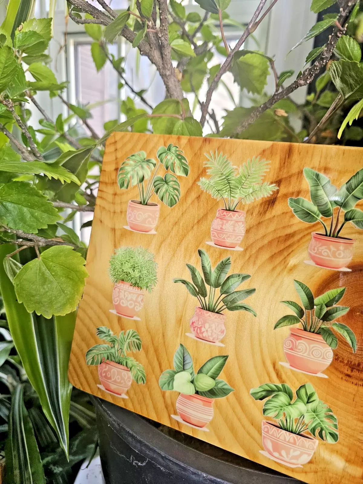 WOOD plant sign wall décor. Potted plants. Glossy. Trending. FLORAL