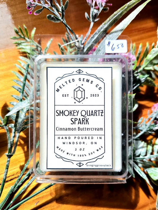 Wax Melt 100 % Soy Hand poured CINNAMON BUTTERCREAM. 3oz. SMOKEY QUARTZ SPARK. Home, kitchen, pets, laundry, gift, candle. (Copy)